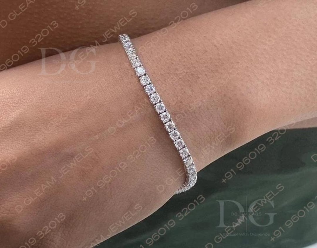 7カラット ダイヤモンド テニスブレスレット：14K ホワイトゴールド