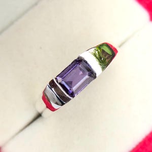 Anel de Ametista, Prata Esterlina 925/Ouro Sólido 14k Anel de Noivado Para homens e mulheres, Pedra Preciosa Roxa Pedra de Nascimento de Fevereiro Anel Unissex