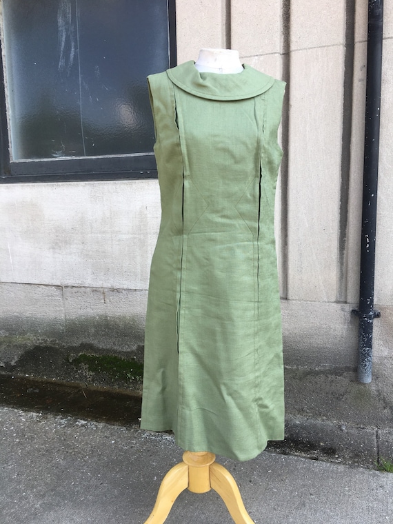 sage green linen dress