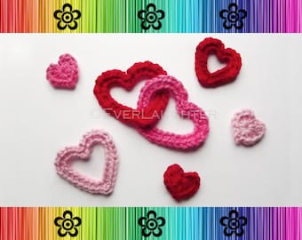 Valentine Heart Appliques - CROCHET PATTERN