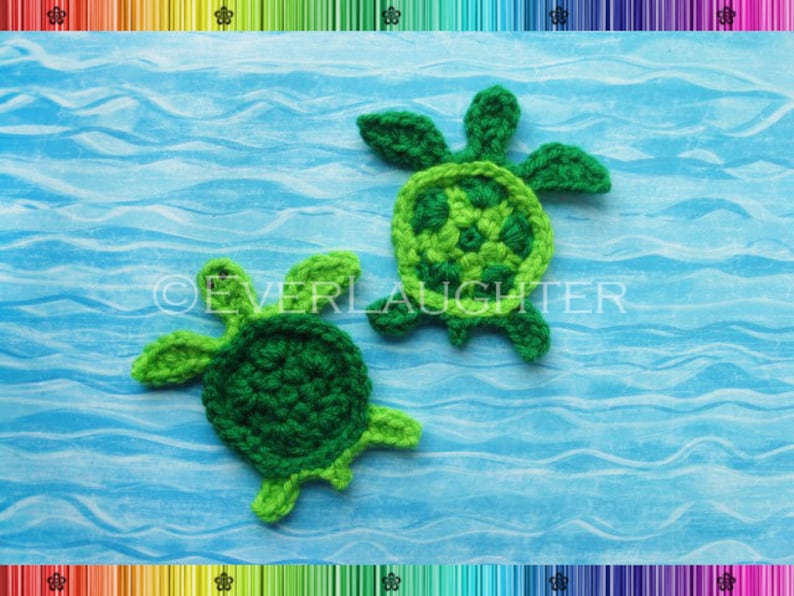 Turtle or Sea Turtle Applique CROCHET PATTERN PDF image 1