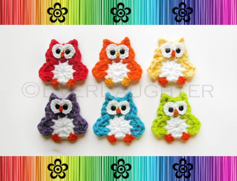 PATTERN-Crochet Owl Applique-Detailed Photos image 1