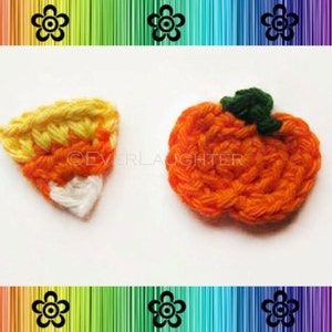 PATTERN-Crochet Pumpkin and Candy Corn Applique-Perfect for Halloween and Autumn