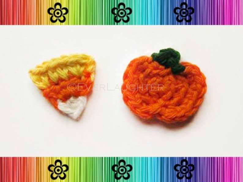 PATTERN-Crochet Pumpkin and Candy Corn Applique-Perfect for Halloween and Autumn image 1