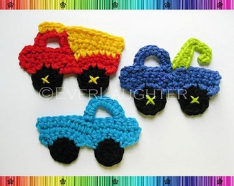 Truck  - Dump Truck - Tow Truck Applique - CROCHET PATTERN (PDF)