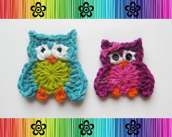 CROCHET PATTERN - Oliver and Olivia Owl Applique - Detailed Photos