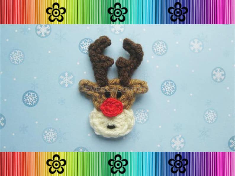PATTERN-Crochet Rudy the Reindeer Appliqué-Detailed Photos image 1