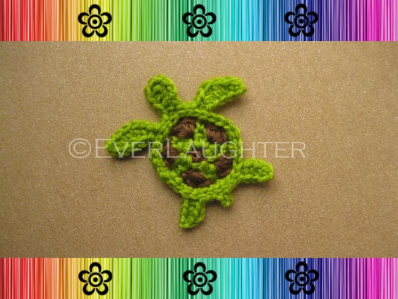 Turtle or Sea Turtle Applique CROCHET PATTERN PDF image 3