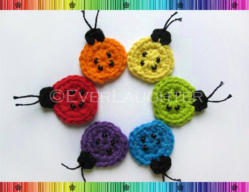 PATTERN-Crochet Ladybug Applique-Detailed Photos image 1