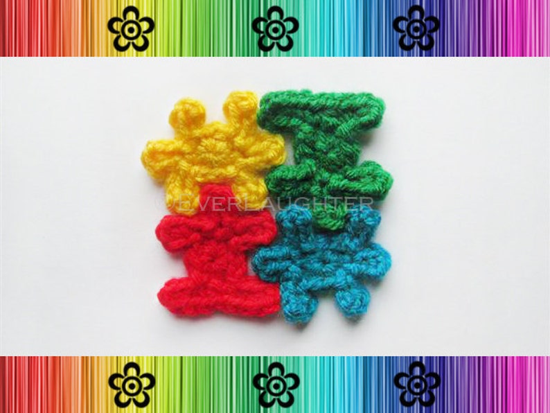 PATTERN Crochet Puzzle Pieces Applique Great for Autism Awareness image 2