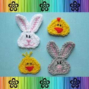 Bunny and Chick Applique CROCHET PATTERN image 1