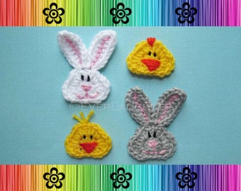 Bunny and Chick Applique - CROCHET PATTERN