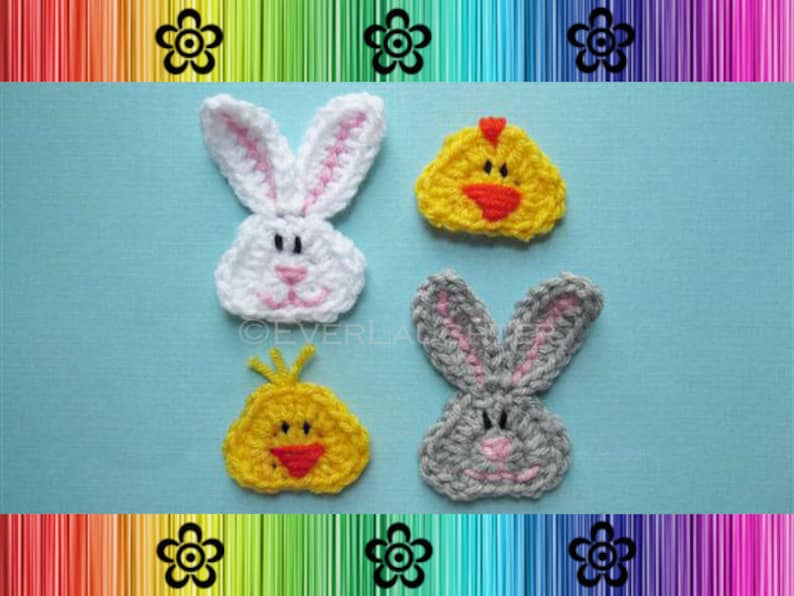 Bunny and Chick Applique CROCHET PATTERN image 1