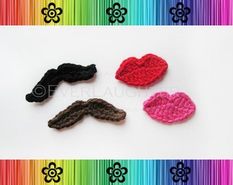 PATTERN-Mustache and Lips Applique-Detailed Photos