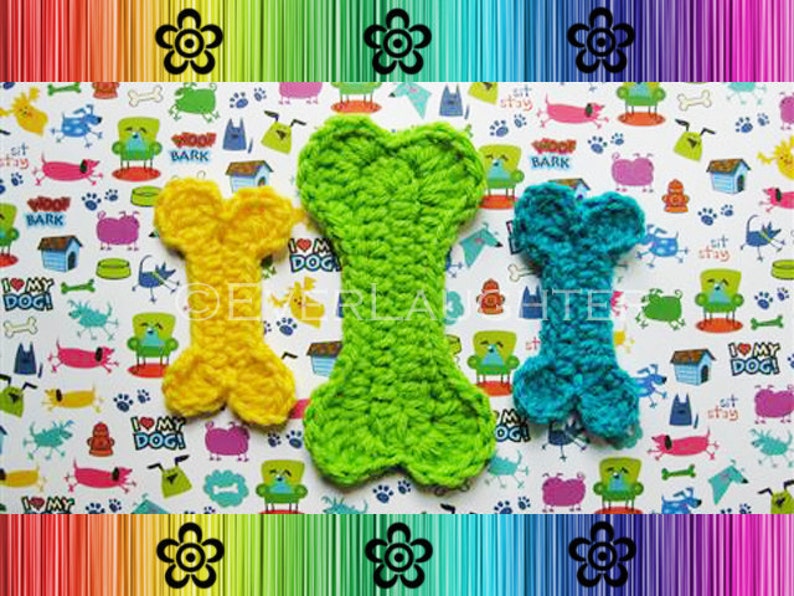 Dog Paw and 2 Sizes of Dog Bone Applique CROCHET PATTERN Etsy
