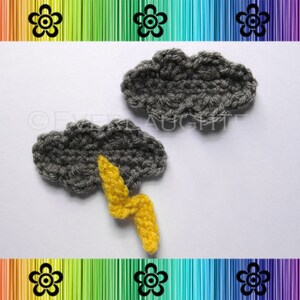 Lightning Cloud Applique CROCHET PATTERN PDF image 2