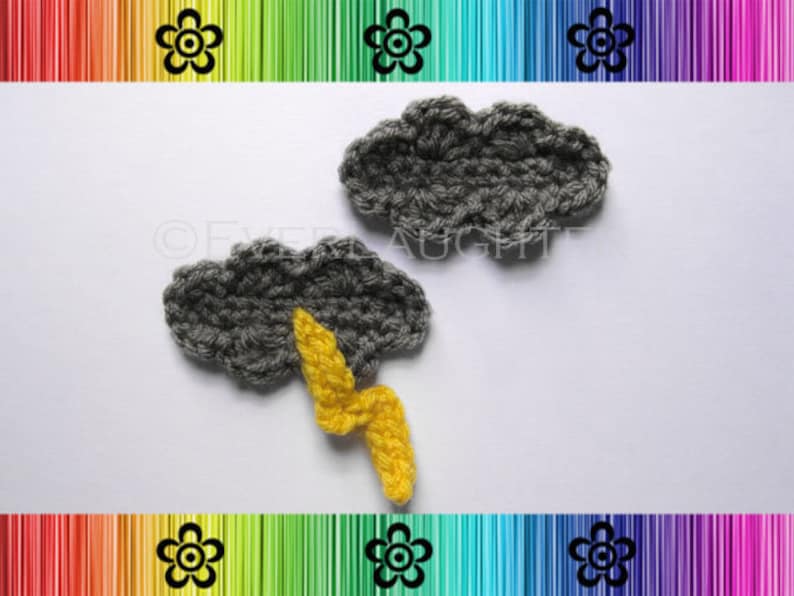 Lightning Cloud Applique CROCHET PATTERN PDF image 2