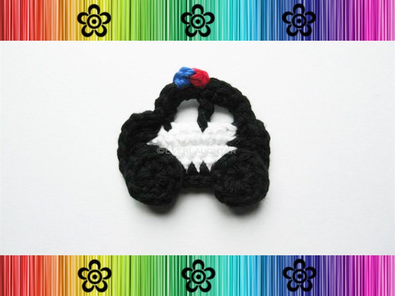 PATTERN-Crochet Police Car Applique-Detailed Photos image 1