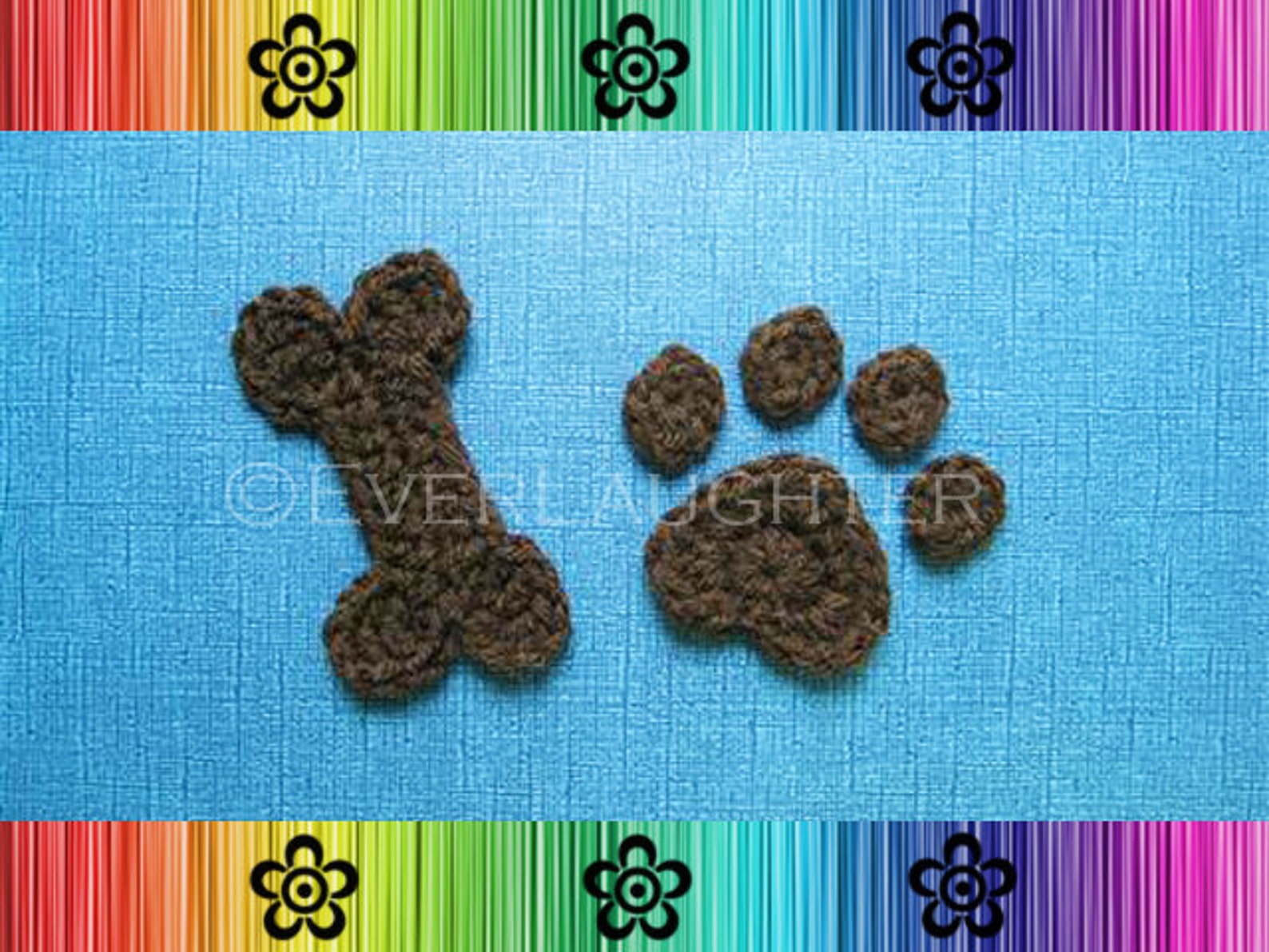 Dog Paw and 2 Sizes of Dog Bone Applique CROCHET PATTERN Etsy