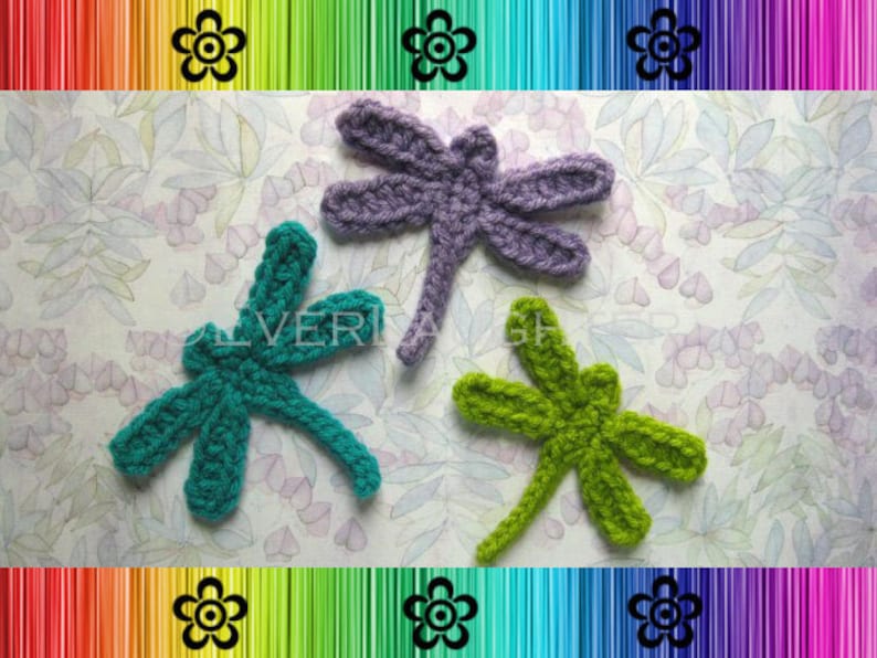 Dragonfly Applique CROCHET PATTERN PDF Detailed Photos image 2