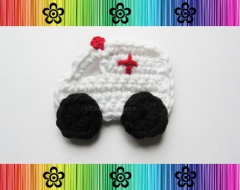 PATTERN-Crochet Ambulance Applique-Detailed Photos