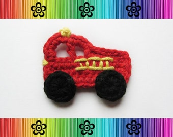 CROCHET PATTERN - Fire Truck Applique-Detailed Photos