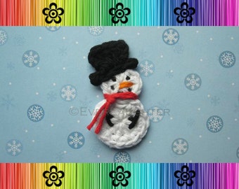 CROCHET PATTERN - Snowman Appliqué - Detailed Photos