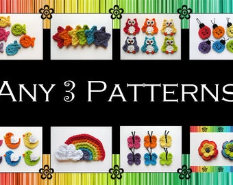 Your Choice of 3 Crochet Patterns (PDF)