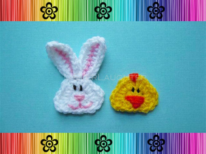 Bunny and Chick Applique CROCHET PATTERN image 2