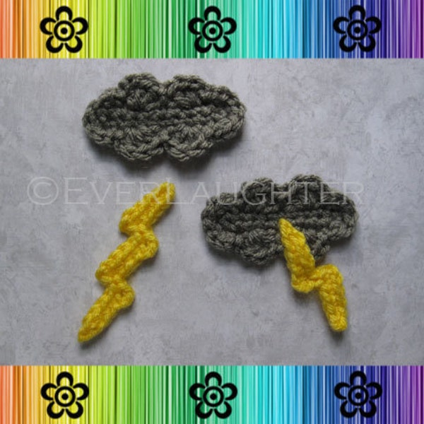 Lightning Cloud Applique  - CROCHET PATTERN (PDF)