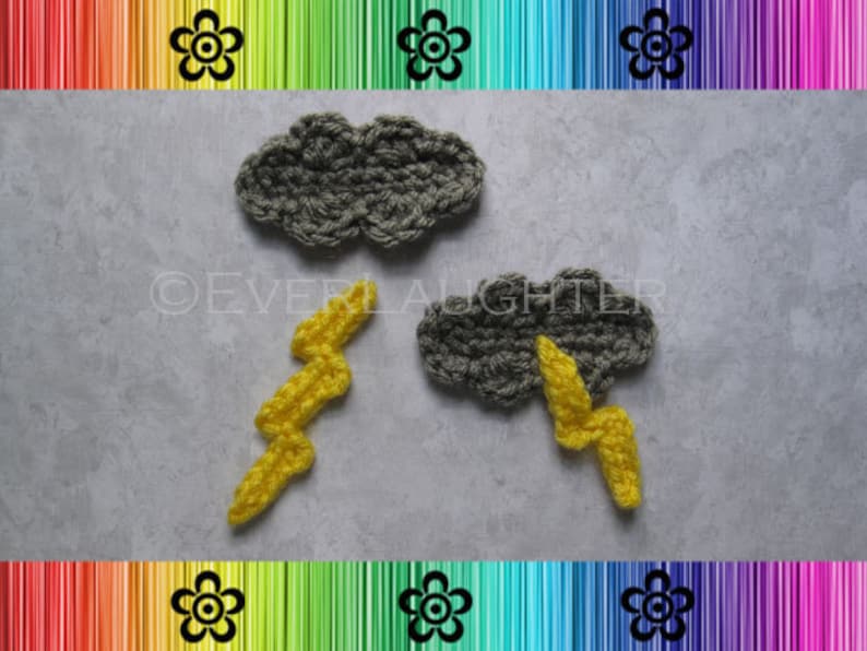 Lightning Cloud Applique CROCHET PATTERN PDF image 1