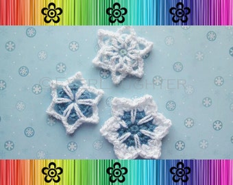 CROCHET PATTERN - Snowflakes (3 styles) - Detailed Photos