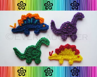 Bronto and Steggy the Dino-Rawrs Applique - CROCHET PATTERN