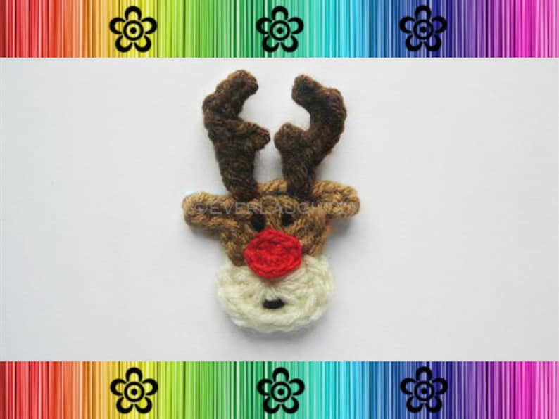 PATTERN-Crochet Rudy the Reindeer Appliqué-Detailed Photos image 2