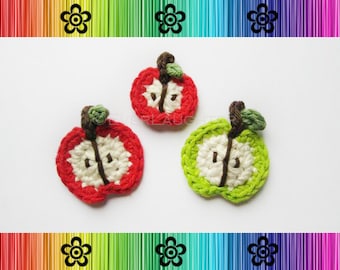 PATTERN-Crochet Apple Applique-Great for Back to School or Teachers-Detailed Photos