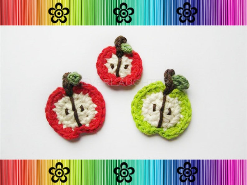 PATTERN-Crochet Apple Applique-Great for Back to School or Teachers-Detailed Photos image 1