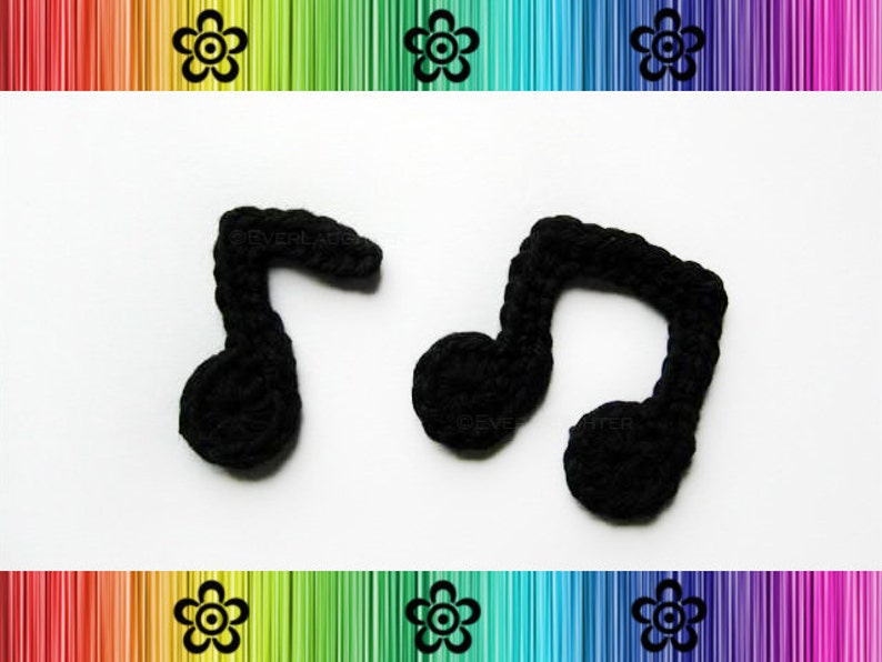 PATTERN-Crochet Musical Notes Applique-Detailed Photos image 1