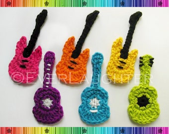 PATTERN-Crochet Acoustic and Electric Guitar Applique-PDF with Detailed Photos