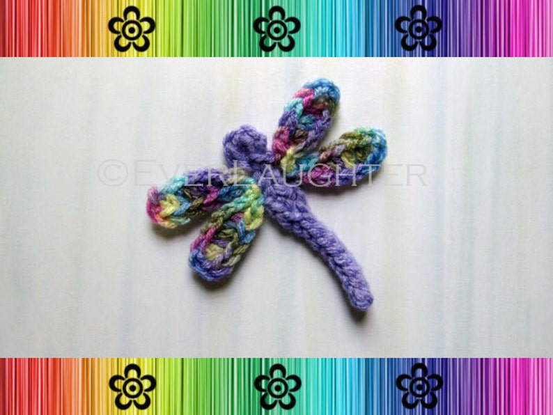 Dragonfly Applique CROCHET PATTERN PDF Detailed Photos image 1