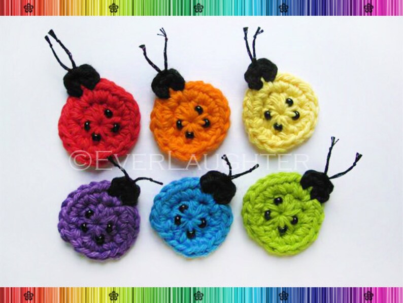 PATTERN-Crochet Ladybug Applique-Detailed Photos image 2