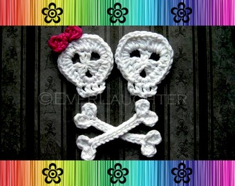PATTERN-Crochet Skull and Crossbones Applique-Detailed Photos