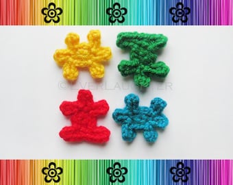 PATTERN - Crochet Puzzle Pieces Applique - Great for Autism Awareness