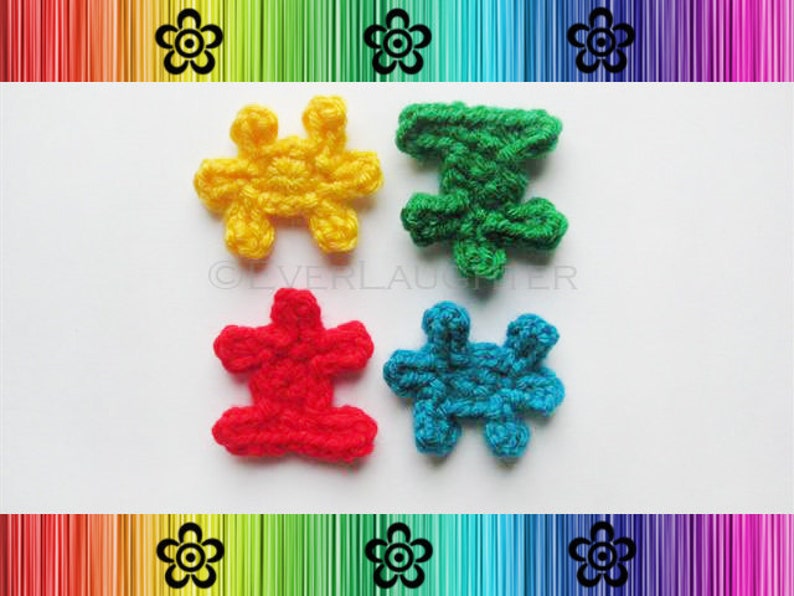 PATTERN Crochet Puzzle Pieces Applique Great for Autism Awareness image 1