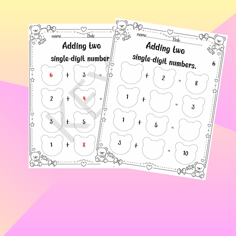 Single Digit Addition Worksheets, 100 Pages, Missing Number Math ...