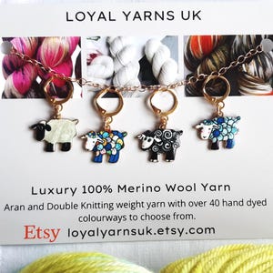 Sheep Stitch Markers: Enamel Gold Tone Charms Knitting Crochet Gift - Set of 4