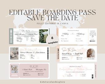 Boarding Pass Save The Date | Destination Wedding Invitation (Digital Download)