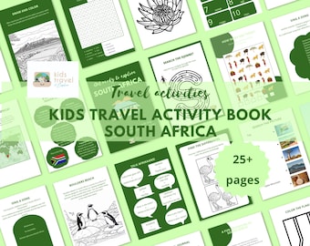 Libro di attività/quaderno didattico di viaggio per bambini sul Sudafrica (download digitale)