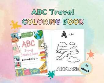 ABC Travel Coloring Book | Kids Quiet Book (PDF Digital Download)