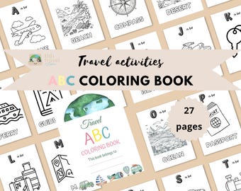 Travel ABC Coloring Book | Toddler Learning Activity (Digital Download)