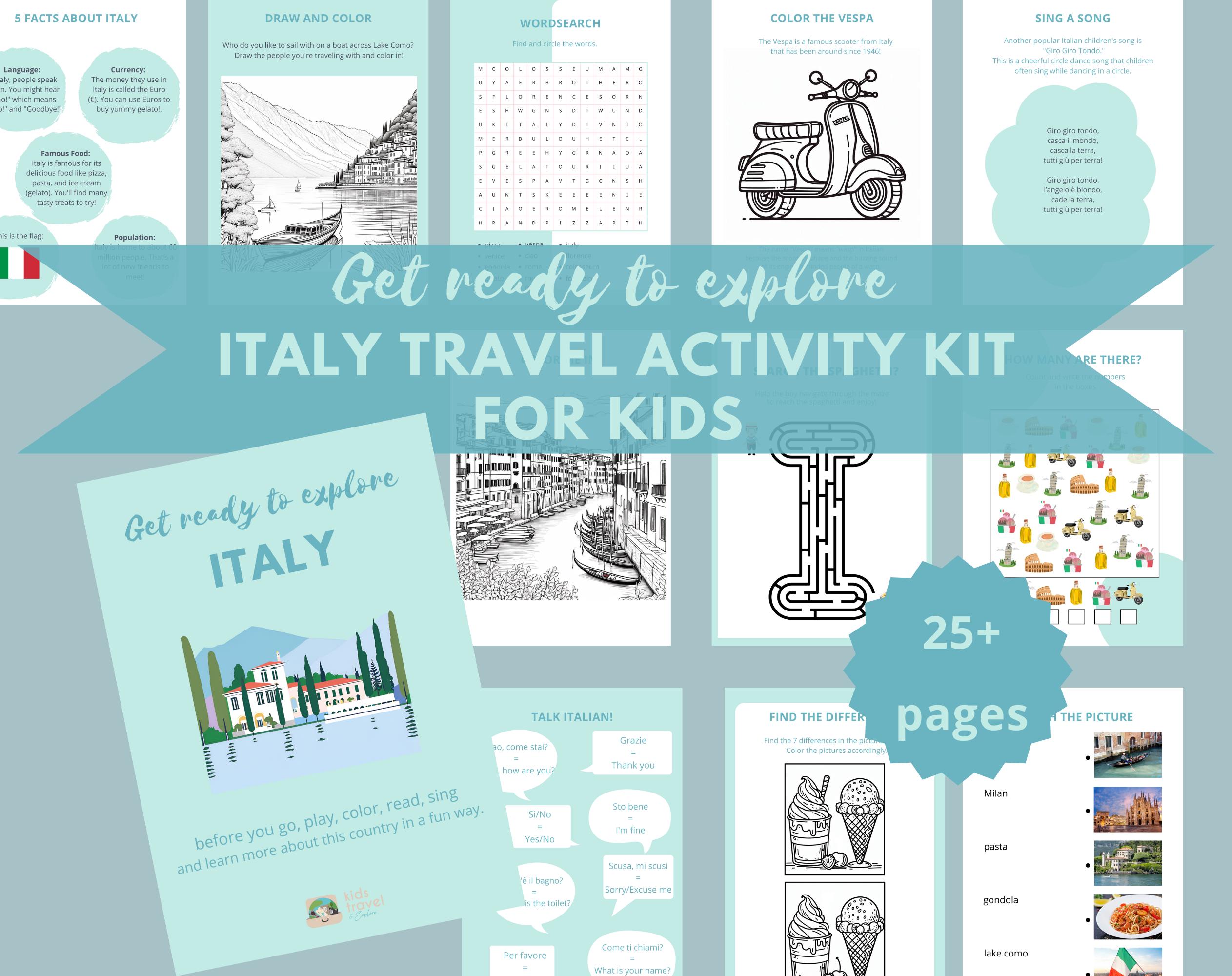 Italy Travel Activity Kit for Kids | Printable Travel Journal (PDF ...